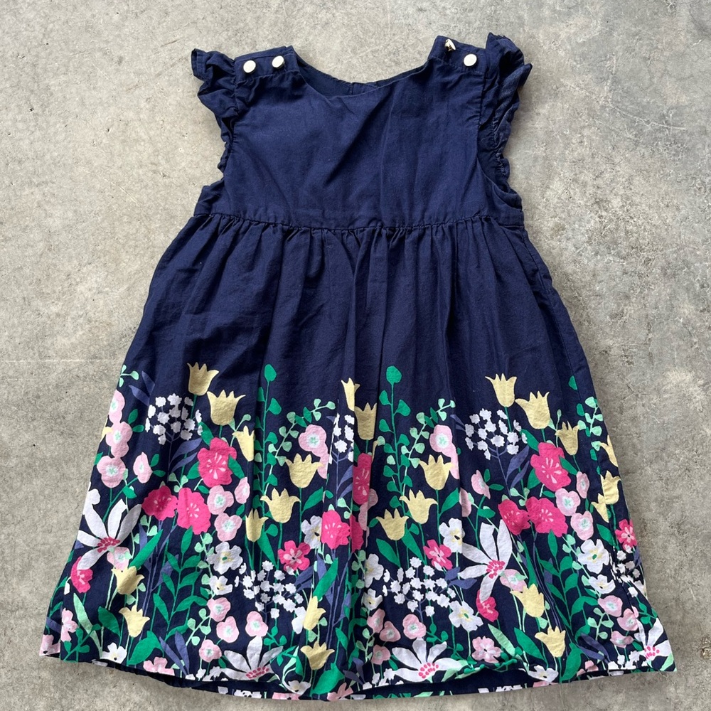 Janie and Jack Navy Dress with Spring Flowers 3T
